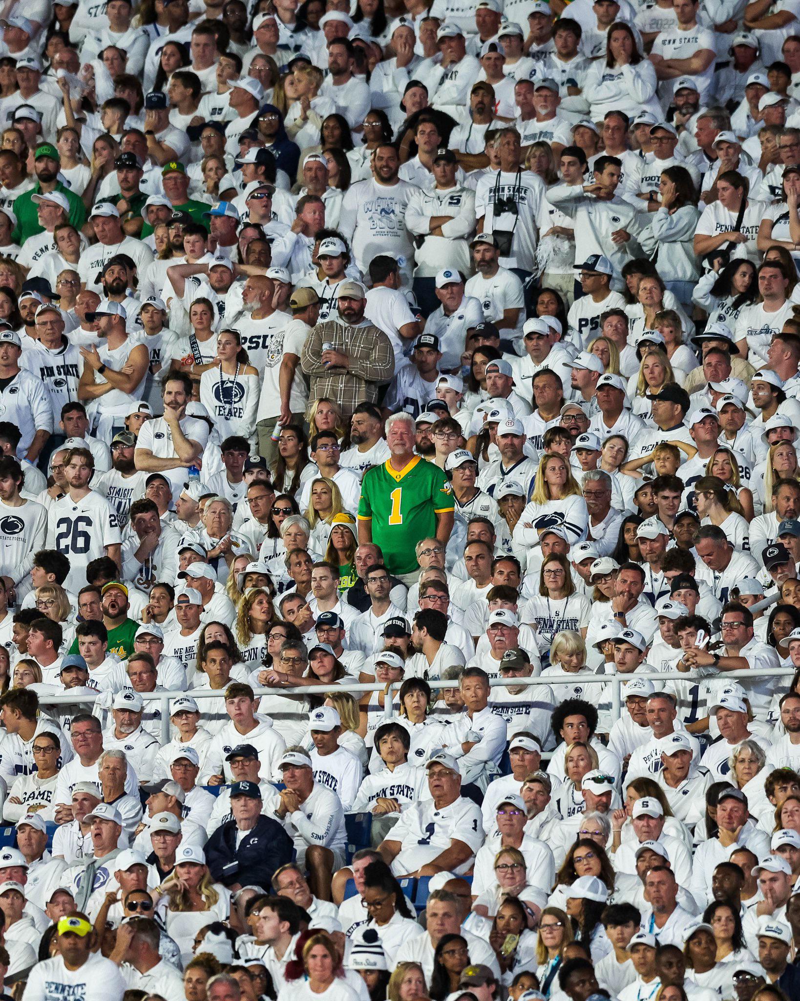 Lone Oregon fan at Penn State White Out